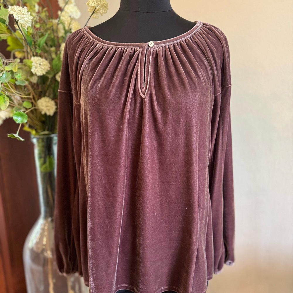 dylan Velvet Long Sleeve Tunic in Rich Purple